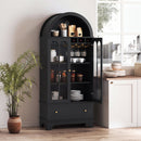 71.5" Arched Cabinet with Glass Doors and Wine Rack