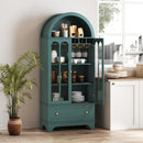 71.5" Arched Cabinet with Glass Doors and Wine Rack