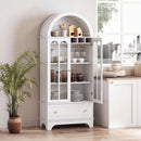 71.5" Arched Cabinet with Glass Doors and Wine Rack