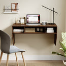Wall-Mounted Computer Desk Floating Laptop Desk with 3 Storage Compartments