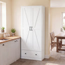 72 Inch Tall Kitchen Pantry Cabinet Farmhouse Wooden Cupboard with 2 Doors