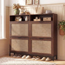 Shoe Storage Cabinet with 4 Flip Drawers Narrow Freestanding Shoe Organizer with Adjustable Shelves