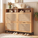 Shoe Storage Cabinet with 4 Flip Drawers Narrow Freestanding Shoe Organizer with Adjustable Shelves