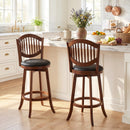 Swivel Bar Stools Set of 2 with Backrest and Wood Frame