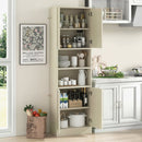 75 Inch Kitchen Pantry Cabinet Tall Cupboard with Doors and Shelves