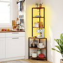 65 Inch 6-Tier Corner Shelf with Charging Station and Ambience Light