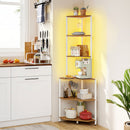 65 Inch 6-Tier Corner Shelf with Charging Station and Ambience Light