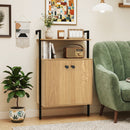2-Door Wall Mount Bookshelf with Storage Cabinet