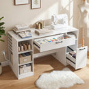 Sewing Table with Power Outlets and Storage Drawers