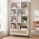 64-Inch Tall Wooden Bookcase with 8 Cubes and Drawer