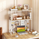 Multipurpose 2-Tier Desktop Bookshelf with Pegboard for up to 32 Inch Computer Monitor-Rustic Brown