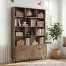 Bookshelf with 4 Doors and 2 Anti-Tipping Kits for Home Office