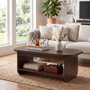 2-Tier Oval Coffee Table for Living Room Mid Century Center Table with Bottom Storage Shelf