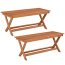 2-Seat Wooden Garden Patio Bench with X-Shaped Legs