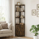 Tall Corner Storage Cabinet with 3-Tier Shelf and Enclosed Cabinet