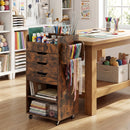 Utility Trolley with Open Shelves and 3 Drawers-White