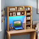 Desktop Bookshelf with LED Lights 35.5 inch Desk Hutch Storage Organizer