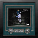 Jalen Hurts Celebration Philadelphia Eagles Autographed 8" x 10" Framed Football Blackout Photo by Dynasty Sports & Framing