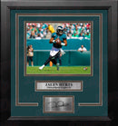 Jalen Hurts in Action Philadelphia Eagles 8" x 10" Framed Football Photo with Engraved Autograph by Dynasty Sports & Framing