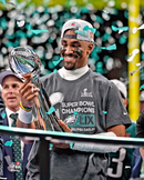 Jalen Hurts Super Bowl LIX Lombardi Trophy Philadelphia Eagles 8" x 10" Football Photo by Dynasty Sports & Framing