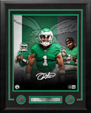 Jalen Hurts Philadelphia Eagles Autographed 11" x 14" Framed Kelly Green Collage Football Photo by Dynasty Sports & Framing