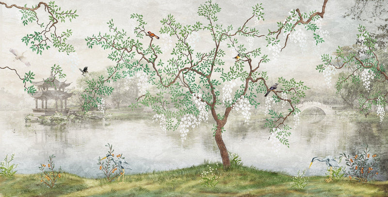 Japanese Sakura Chinoiserie Wallpaper