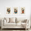 Funny Frog and Cat. Japanese Art. Matsumoto Hoji Poster by Wall Art Set