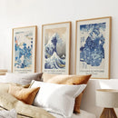 The Great Wave of Kanagawa Japanese Woodblock Art Print by Wall Art Set