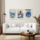 The Great Wave of Kanagawa Japanese Woodblock Art Print by Wall Art Set