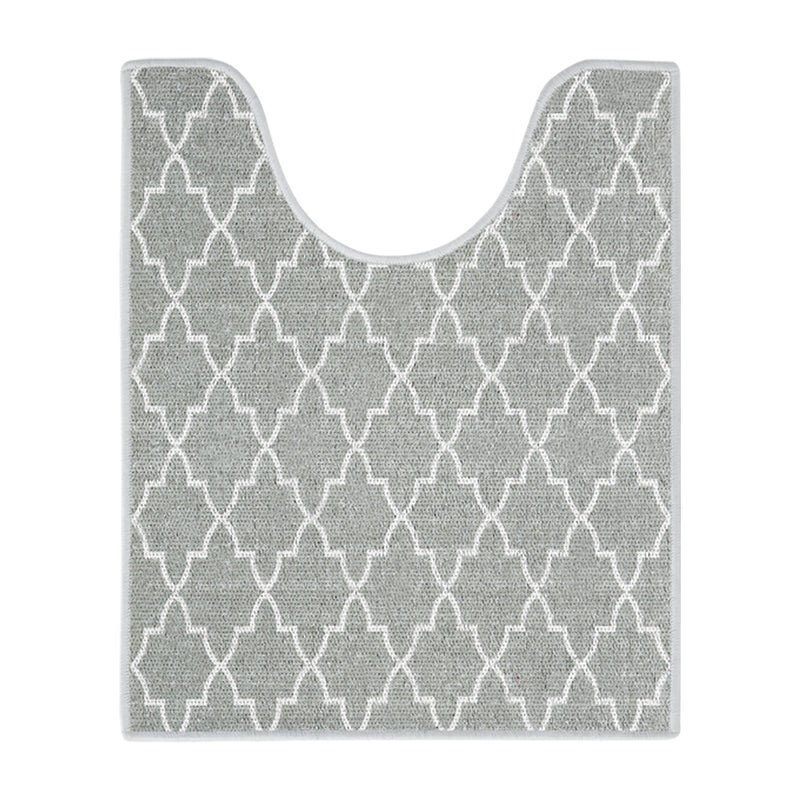 Geometric Design U Shape Bathroom Rug | 20”x24" | Gray