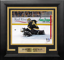 Jeremy Swayman in Action Boston Bruins 8" x 10" Framed Hockey Photo by Dynasty Sports & Framing
