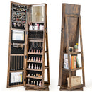 360¬∞ Swivel Jewelry Armoire Standing Jewelry Organizer with Full Length Mirror and Back Shelves