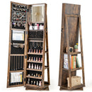 360¬∞ Swivel Jewelry Armoire Standing Jewelry Organizer with Full Length Mirror and Back Shelves