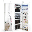 Wall Door Mounted Jewelry Armoire with Frameless LED Mirror