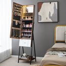 Lockable Freestanding Jewelry Organizer with Full-Length Frameless Mirror by LJGDeals
