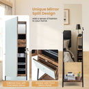 Lockable Freestanding Jewelry Organizer with Full-Length Frameless Mirror-Rustic Brown