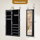 Jewelry Cabinet Wall or Door Mounted Jewelry Armoire with Full-Length Mirror-Black by LJGDeals