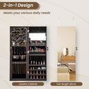 43.5 Inch Jewelry Mirror Cabinet with Full-length Mirror and Adjustable Hangers by DirectDeals