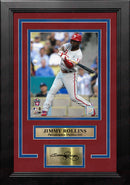 Jimmy Rollins in Action Philadelphia Phillies 8x10 Framed Photo with Engraved Autograph by Dynasty Sports & Framing