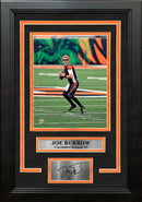 Joe Burrow in Action Cincinnati Bengals 8" x 10" Framed Football Photo with Engraved Autograph by Dynasty Sports & Framing