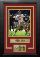 Joe Montana in Action San Francisco 49ers 8" x 10" Framed Football Photo with Engraved Autograph by Dynasty Sports & Framing
