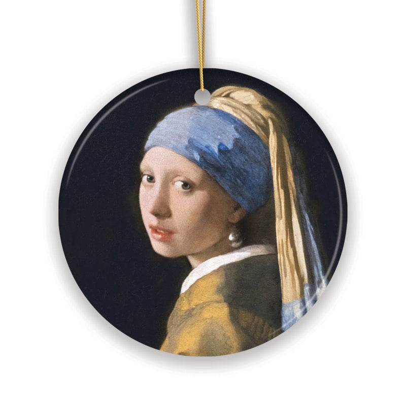 Johannes Vermeer Girl with a Pearl Earring Ceramic Ornament, Famous Painting Souvenir