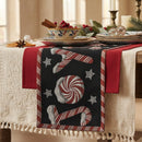 DaDa Bedding Peppermint Joy Red Black Holiday Tapestry Dining Table Runner (12904)