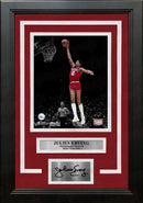 Julius "Dr. J" Erving Blackout Dunk Philadelphia 76ers 8" x 10" Framed Photo with Engraved Autograph