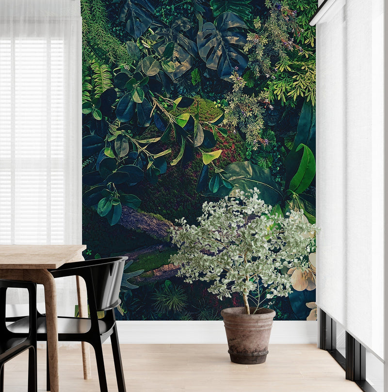 Jungle Wallpaper, Forest Greenery Botanical Wall Mural.