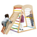 6-in-1 Jungle Gym Wooden Indoor Playground with Double-Sided Ramp and Monkey Bars by LJGDeals