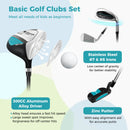 Junior Complete Golf Club Set for Kids with Rain Hood Right Hand Children Golf Age 8-10 Years Old
