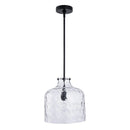 Kara Farmhouse 1-Light Textured Glass Nickel Island Pendant Light