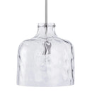 Kara Farmhouse 1-Light Textured Glass Nickel Island Pendant Light
