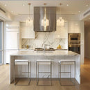 Kara Farmhouse 1-Light Textured Glass Nickel Island Pendant Light